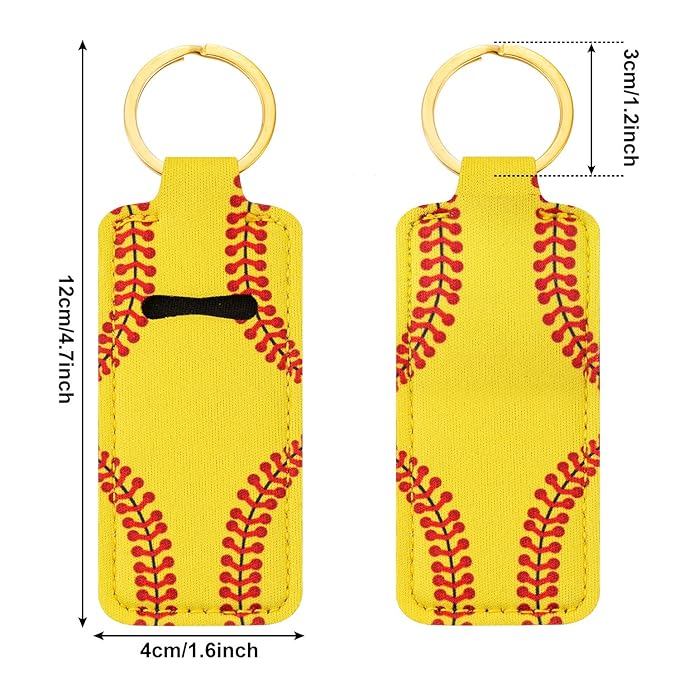 Patelai 20 Pcs Softball Lipstick Holder Keychain Lipstick Holder Clip-on Sleeve Pouch (Yellow)
