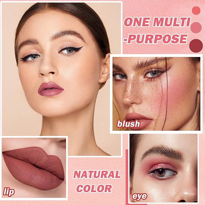 3 Colors Nude Matte Lipstick Set Liquid Lipstick Velvet Nude Pink Lipstick Lip Stain Long Lasting Waterproof,Non-Stick Cup Not Fade Lip Gloss Lipstick for Women Lip Makeup Lip Stick Set A