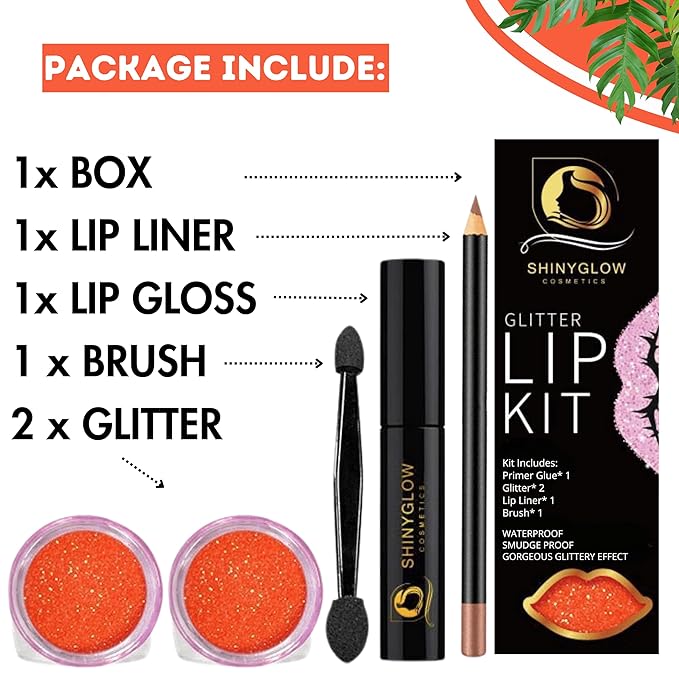 Glitter Lip Kit- Long lasting, Water-proof, Transfer & Glitter