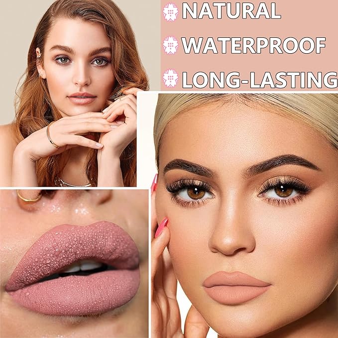 3P Matte Nude Lipstick,Silky Velvet Nude Paper Tube Gloss,Waterproof