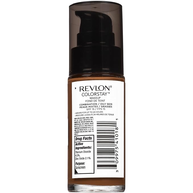 Revlon Liquid Foundation, ColorStay Face Makeup for Combination Cappuccino (410), 1.0 oz