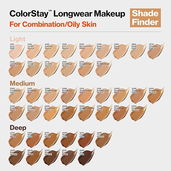 Revlon Liquid Foundation, ColorStay Face Makeup for Combination Cappuccino (410), 1.0 oz