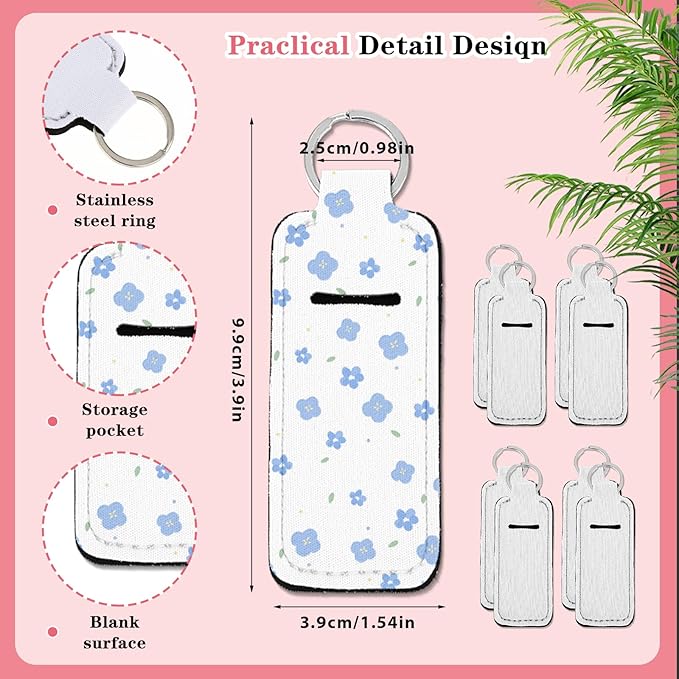 20 Pieces Sublimation Chapstick Holder, Sublimation Keychain Blanks, Ring