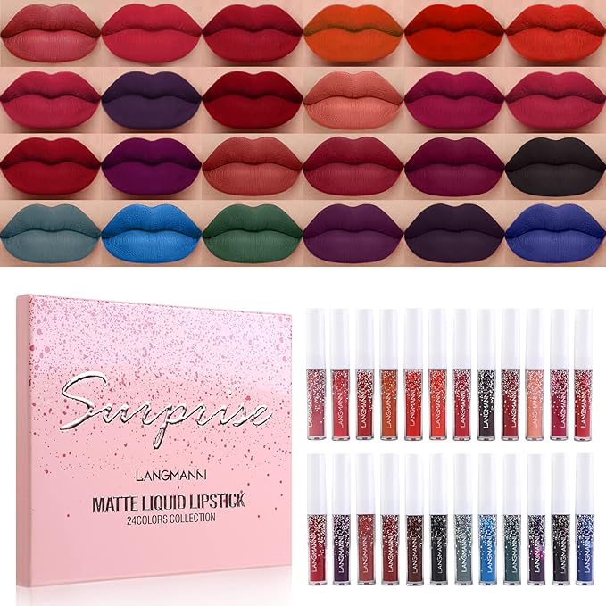 Matte Liquid Lipstick Set 24 Colors Shining Lip Shining