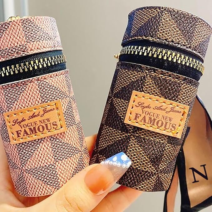 2Pcs Lipstick Organizer, Luxury Leather Lip Gloss Bag, Organizer,