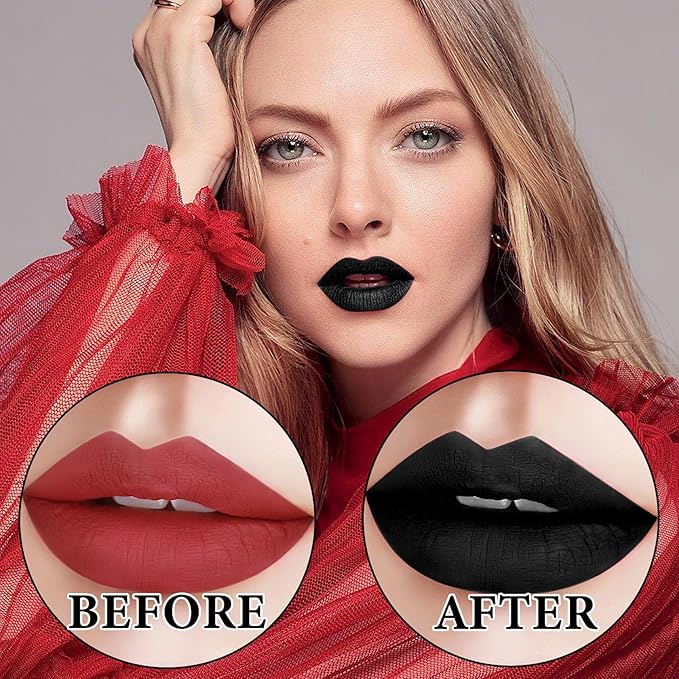 2 PCS Black Matte Liquid Lipstick and Lip Gloss