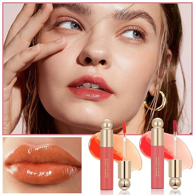 2PCS Tinted Lip Oil Lip Gloss Set Lip Gloss