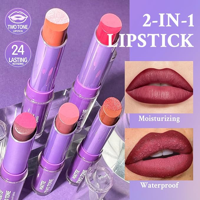 Double Colors 2 in 1 Lipstick and Lip Long