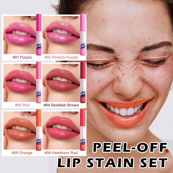 6 Colors Lip Stain Peel Off Lip Tint Long