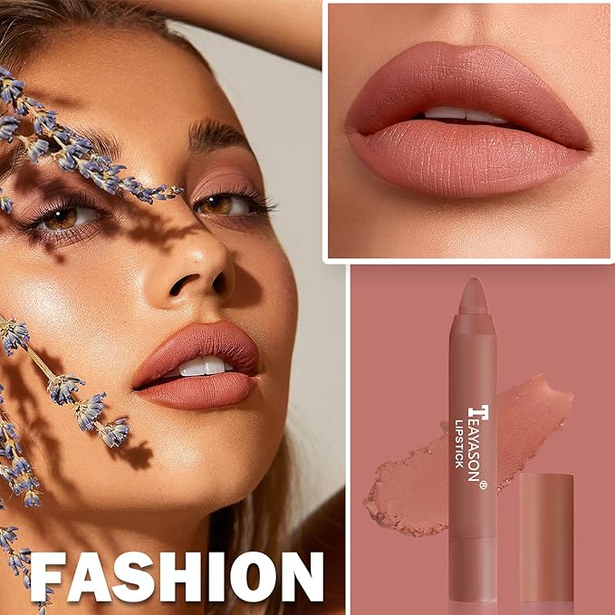 1PCS Nude Matte Lipstick Lip Crayon Lipstick Waterproof Long