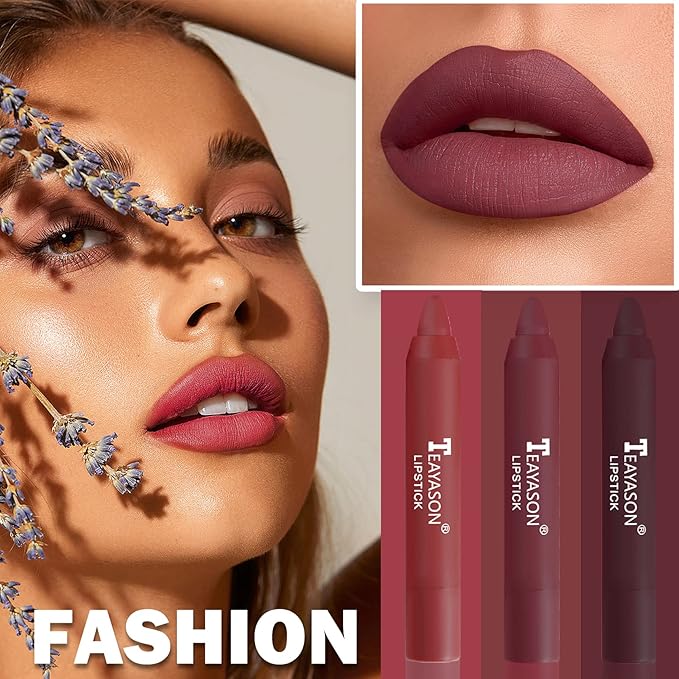 3PCS Nude Lipstick Set Matte Lip Stick Waterproof Long