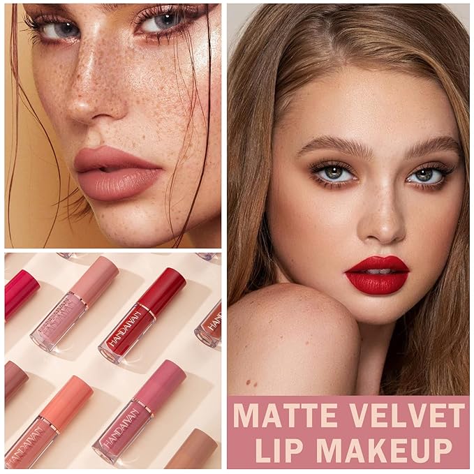 AWCCXMYM 12Pcs Matte Nude Lipstick Set Lip Gloss Gloss