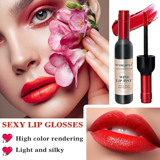 6 Colors Wine Lip Tint,Liquid Wine Lipstick,Wine Tint Long
