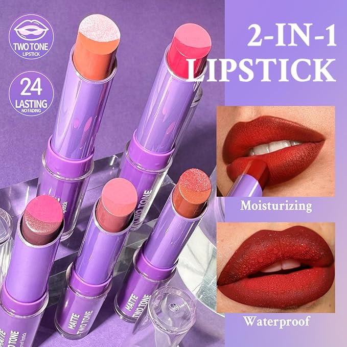 Double Colors 2 in 1 Lipstick and Lip Long