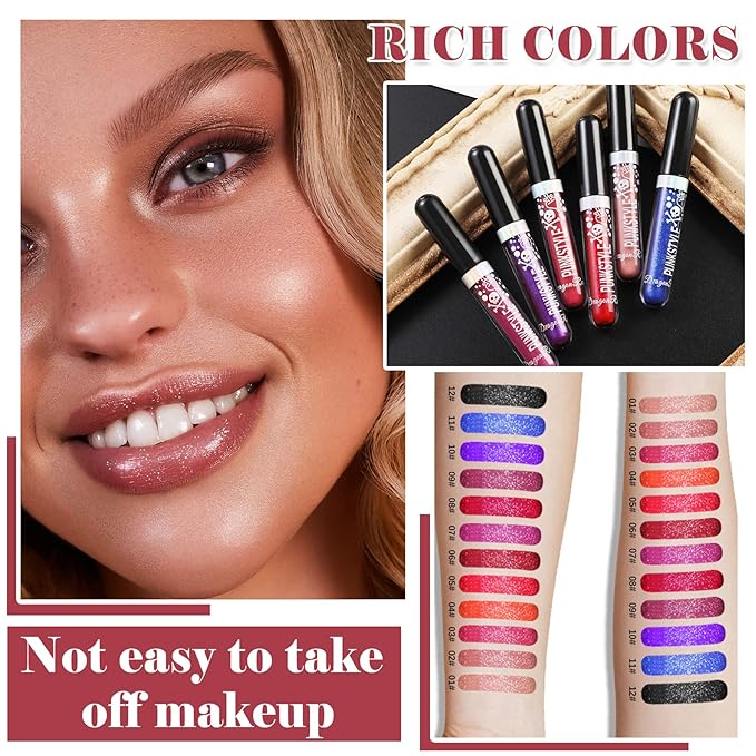 NVLEPTAP 3PCS Liquid Glitter Lipstick Glitter Lip Gloss Glitter