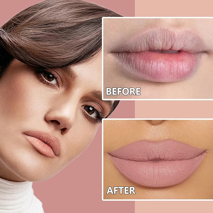 3P Matte Nude Lipstick,Silky Velvet Nude Paper Tube Gloss,Waterproof