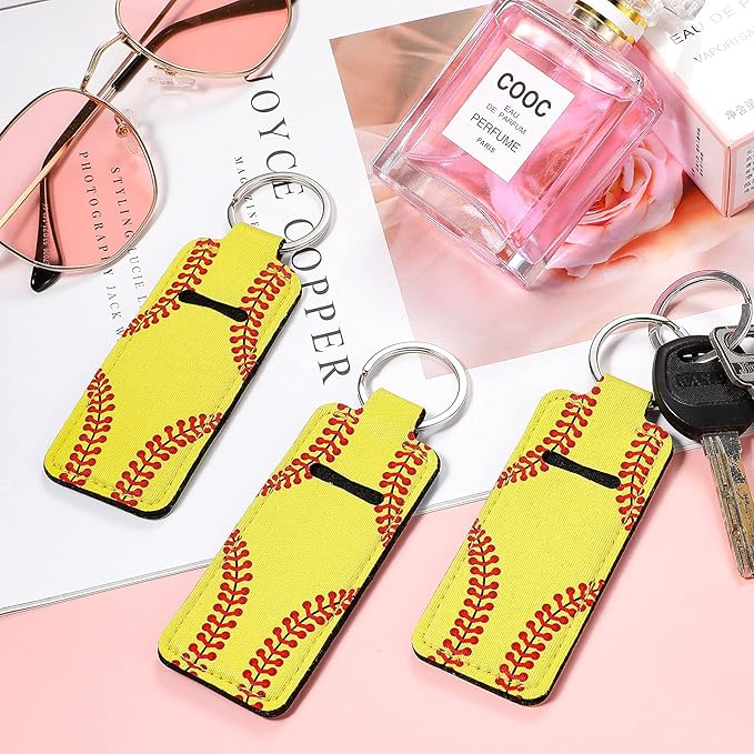 Patelai 20 Pieces Softball Lipstick Holder Keychain Lipstick