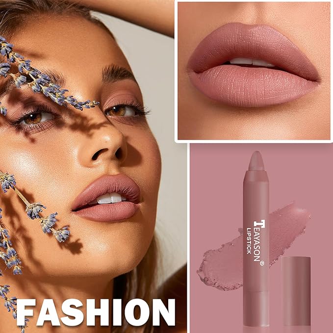 1PCS Nude Matte Lipstick Lip Crayon Lipstick Waterproof Long