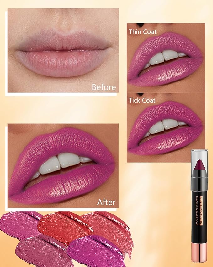 Metallic Diamond Glitter Matte Lipstick Crayon Pencil, Long Glitter