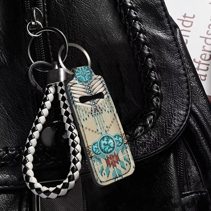 Bulopur American Indian Ethnic Chapstick Holder Keychain, Neoprene gloss