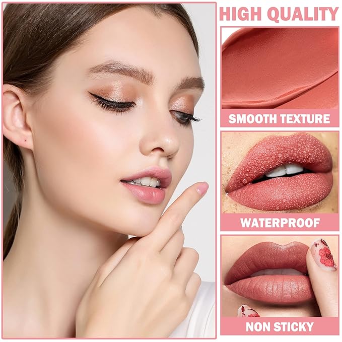 AWCCXMYM 4Pcs Nude Lipstick Set Lip Stain Lip Gloss