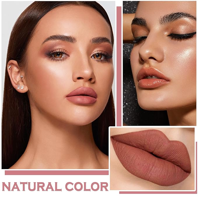 AWCCXMYM 12Pcs Matte Nude Lipstick Set Lip Gloss Gloss