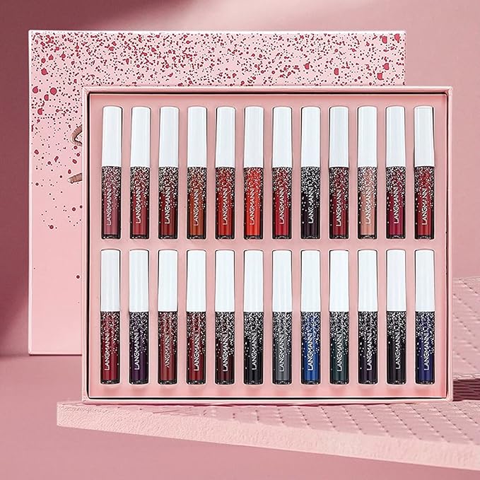24Pcs Long-Lasting Matte Nude Lip Gloss Lipstick Lip Long-Lasting