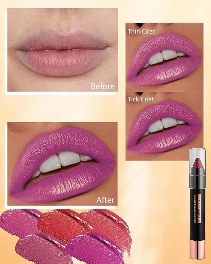 Metallic Diamond Glitter Matte Lipstick Crayon Pencil, Long Glitter