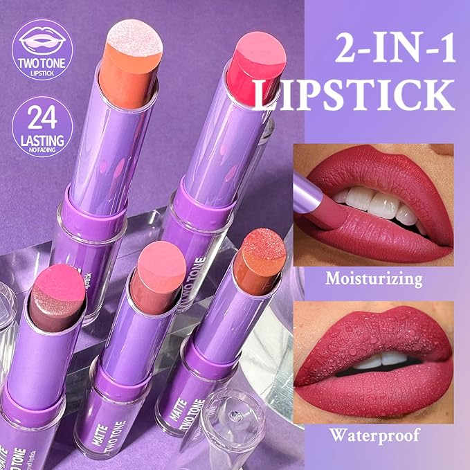 Double Colors 2 in 1 Lipstick and Lip Long