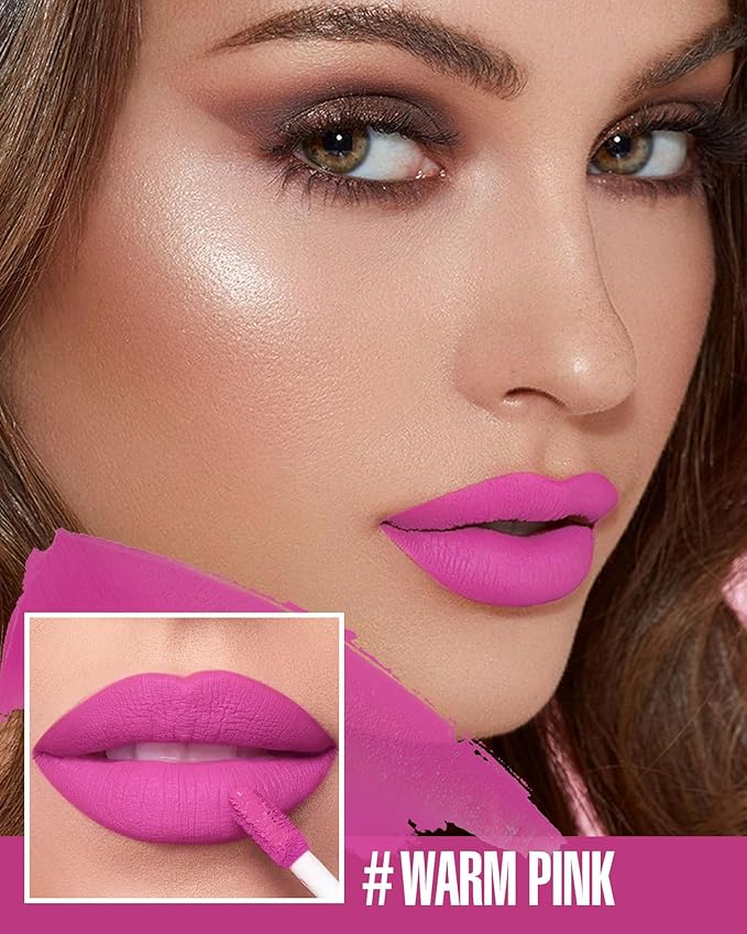 Pink Lipstick Matte, Bright Pink Liquid Lipstick Long Bright