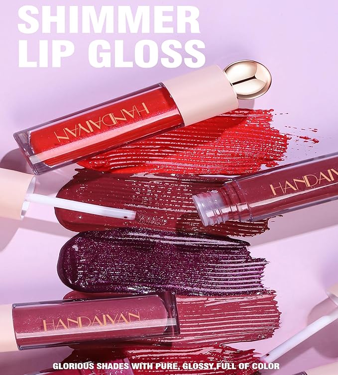 Shimmer Lip Gloss,Shine Liquid Lipstick Glossy Shimmer Finish, Glitter Sparkly Smooth Primer Lip Tint,Moisturizing Matte Lip Glaze Fine Glitter Waterproof Non-Stick Cup for Girls Women(#08)