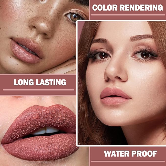 Nude Lipstick Set Matte Lipstick Waterproof Long Lasting Long