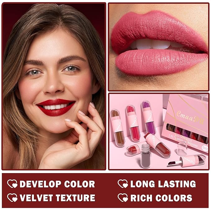 CAHIUYOA 2 In 1 Liquid Lipstick and Matte Beige