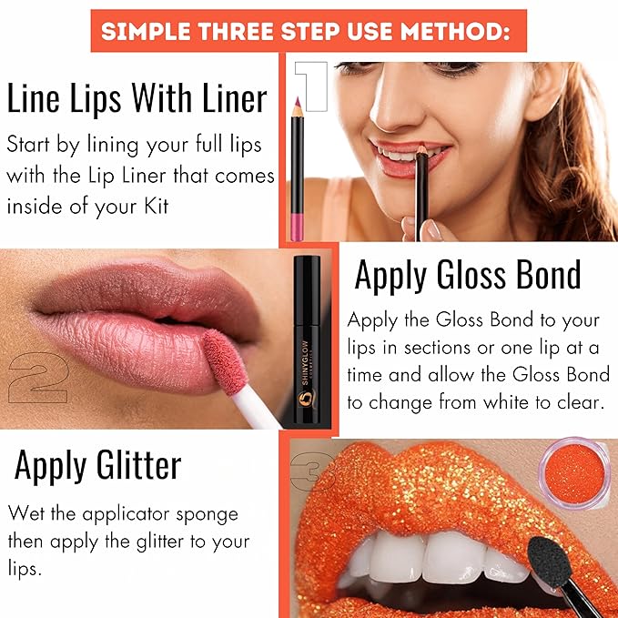 Glitter Lip Kit- Long lasting, Water-proof, Transfer & Glitter