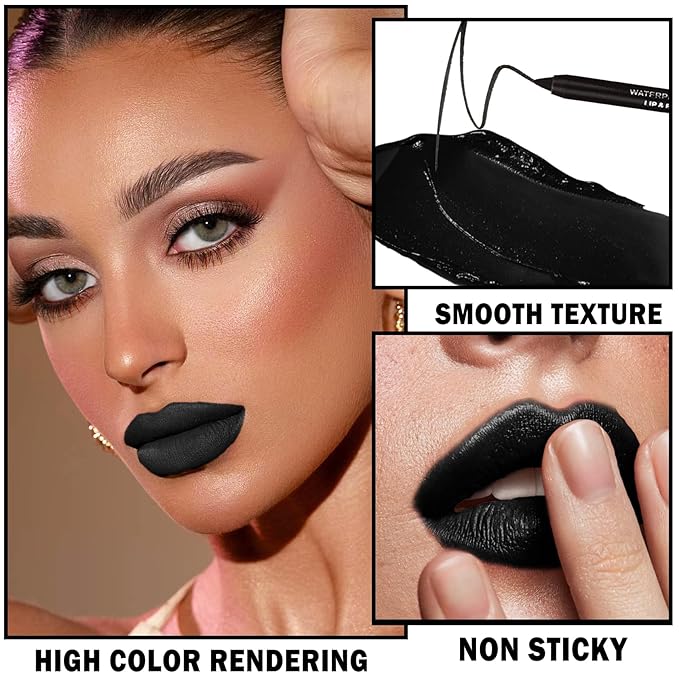 Matte Lipstick Black Lipstick And Lip Liner Set Gloss