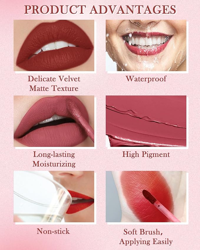 3Pcs Matte Liquid Lipstick Set, High Pigmented Lip High