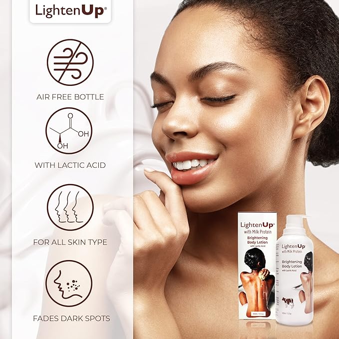 OMIC Lighten-Up Lactic Acid Lotion, 13.5 Fl oz / 400ml, AHA Body Cream, Moisturizing, Hydrating Body Lotion for Body, Knees, Armpit, Underarm, with Shea Butter, For Women and Men