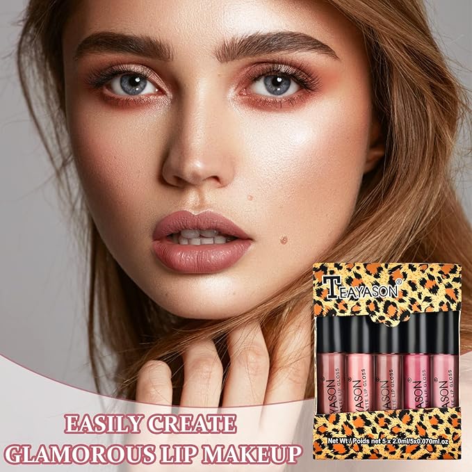 NVLEPTAP 5PCS Nude Matte Lipstick Liquid Lipstick Set Gloss