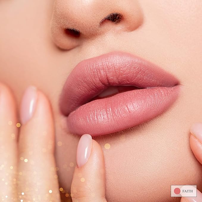 All Natural Lipstick, Semi Matte Lip Color, Moisturizing Lipstick, Non Toxic, Non GMO, Highly Pigmented, Long Lasting Lipstick, Vegan Makeup for Women (Faith)