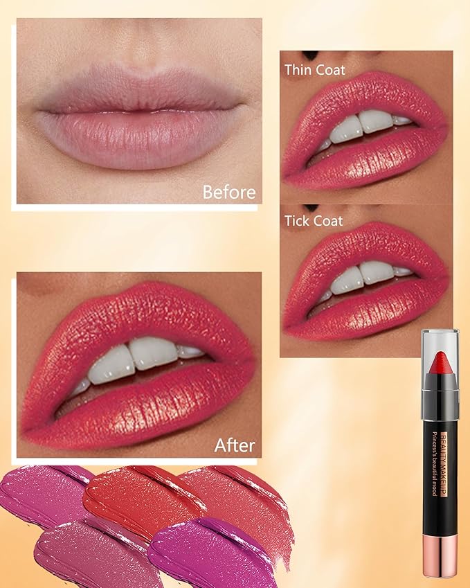 Metallic Diamond Glitter Matte Lipstick Crayon Pencil, Long Glitter