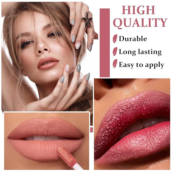 NVLEPTAP 5PCS Nude Matte Lipstick Liquid Lipstick Set Gloss