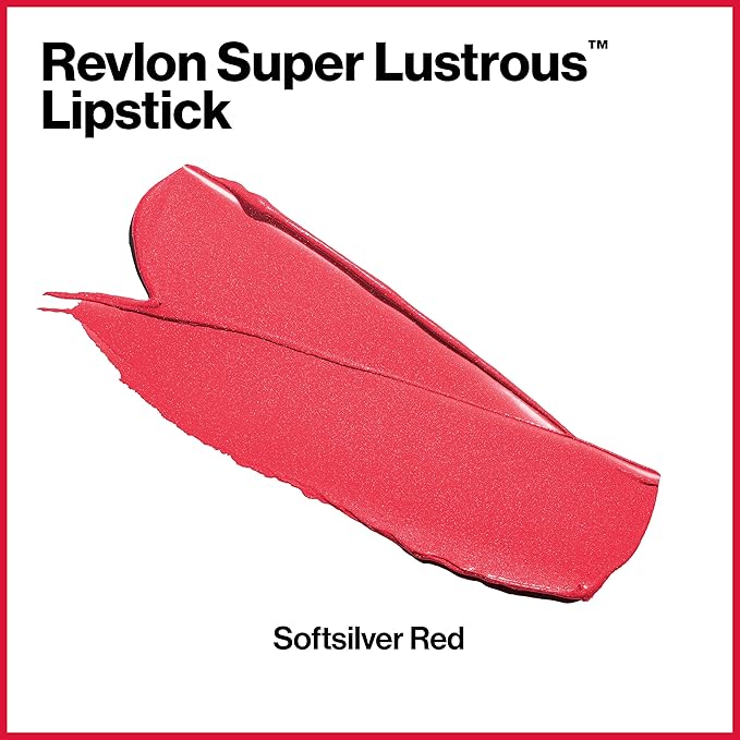 Revlon Super Lustrous Lipstick, High Impact Lipcolor with Moisturizing Creamy Formula, Infused with Vitamin E and Avocado Oil in Pink Pearl, Softsilver Red (425)