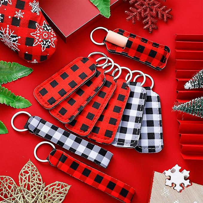 Patelai 20 Pcs Christmas Lipstick Holder Keychains Set Gift