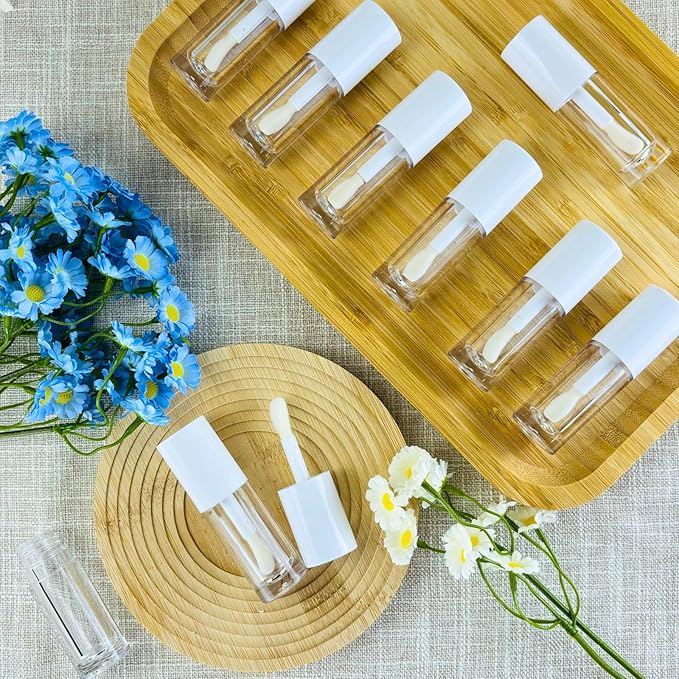 10PCS Empty Lip Gloss Tubes,6ml Pink Lip Gloss Containers Empty With Thick Wand, For DIY Lip Gloss Making (White)