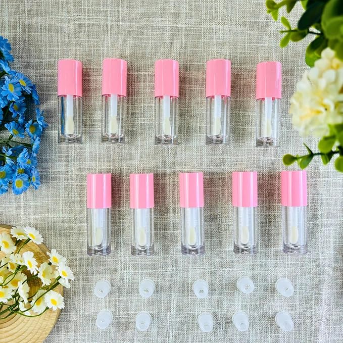 10PCS Empty Lip Gloss Tubes,6ml Pink Lip Gloss Containers Empty With Thick Wand, For DIY Lip Gloss Making (Pink)