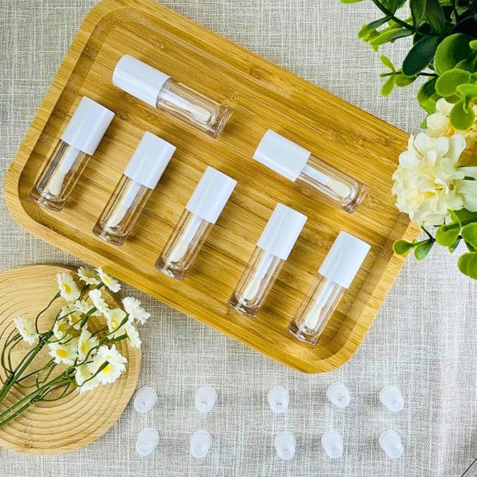 10PCS Empty Lip Gloss Tubes,6ml Pink Lip Gloss Containers Empty With Thick Wand, For DIY Lip Gloss Making (White)
