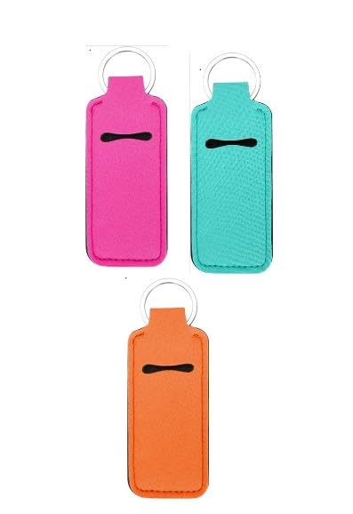 3Pcs colorful Chapstick Holder,Chapstick Holder Key Chain,Portable Lipstick Holder with Metal Ring Lip Balm,Lightweight Chapstick Holder Keychain for Lipstick Lip Balm,Beauty and Personal Care,Makeup
