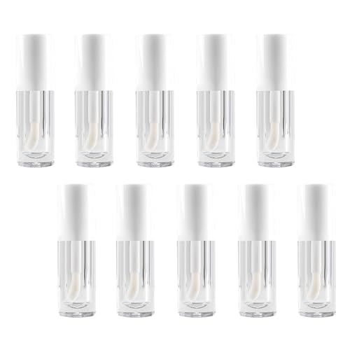 10PCS Empty Lip Gloss Tubes,6ml Pink Lip Gloss Containers Empty With Thick Wand, For DIY Lip Gloss Making (White)