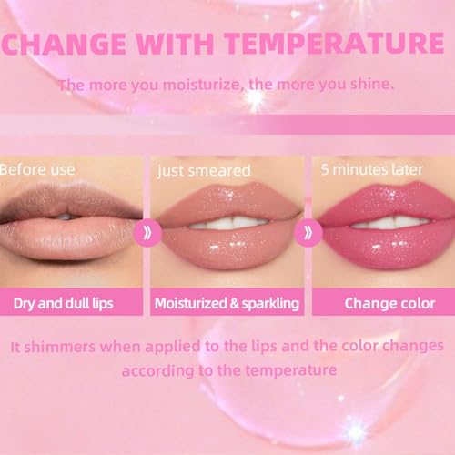 2PCS Lip Gloss Color Changing Lip Oil, 2024 Gloss