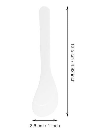 ONLYKXY 5pcs 5inch Plastic Beauty Spoon Facial Cream Brush Makeup Scoop Mud Reusable Cosmetic Dig Scoop Spatula Mask Tip for Lotions Moisturizers Home Salon DIY Facemask Mixing Sampling (White)